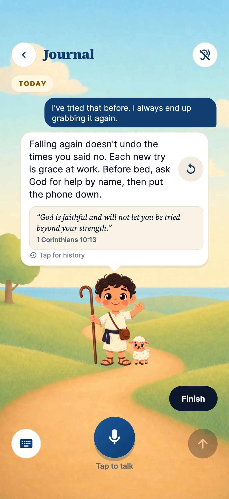 An answer with a Bible verse, 1 Corinthians 10:13